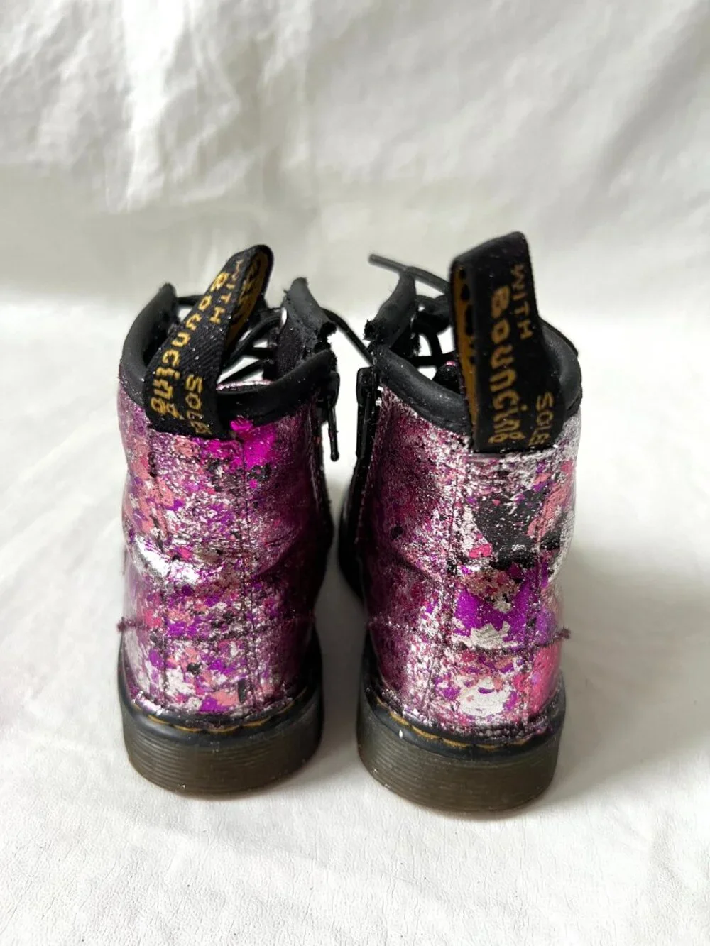 Dr Martens Boots 1460 T metallic purple pink leather toddler baby size 7 zip up